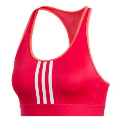 Adidas Originals (wmns) Adidas Don't Rest Alphaskin Padded 3-stripes Bra 'pink White' In Red