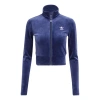 Adidas Originals (wmns) Adidas Essential Velvet Fitted Track Jacket 'night Indigo' In Blue