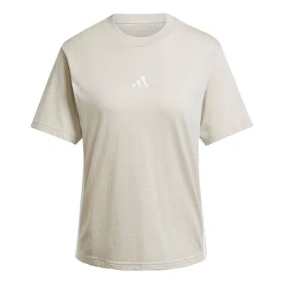 Adidas Originals (wmns) Adidas Essentials 3-stripes Cotton T-shirt 'beige White'