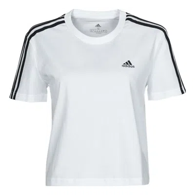 Adidas Originals (wmns) Adidas Essentials Loose 3-stripes Cropped T-shirt Asia Sizing 'white Black' In Red