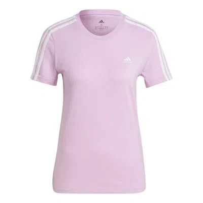 Adidas Originals (wmns) Adidas Essentials Slim 3-stripes T-shirt Asia Sizing 'purple White'
