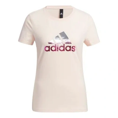 Adidas Originals (wmns) Adidas Fi Tee Foil Casual Sports Round Neck Short Sleeve Pink Tin T-shirt