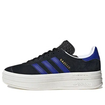 Adidas Originals Adidas Women's Originals Gazelle Bold Casual Shoes In Core Black/lucid Blue/gold Metallic