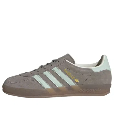 Adidas Originals (wmns) Adidas Gazelle Indoor 'silver Pebble Linen Green Gum' In Gray