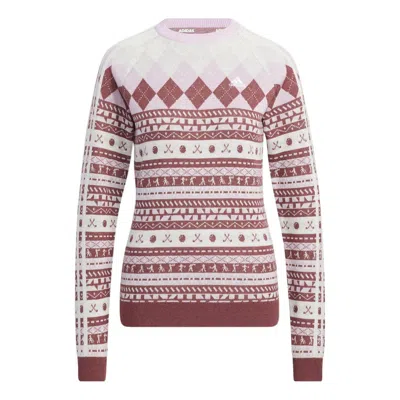 Adidas Originals (wmns) Adidas Graphic Long Sleeve Pullover Sweater 'burgundy White' In Multi
