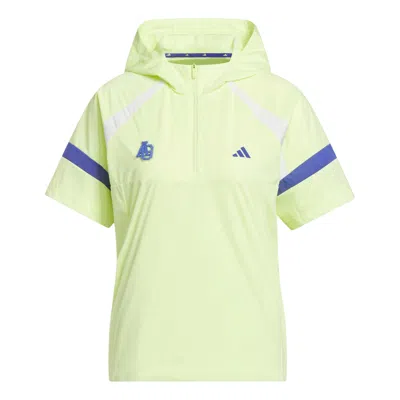 Adidas Originals (wmns) Adidas Half-zip Hooded Anorak Jacket Asia Sizing 'semi Frozen Lemon' In Green