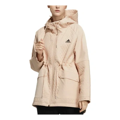 Adidas Originals (wmns) Adidas Logo Hooded Jacket Red Pink In Neutral