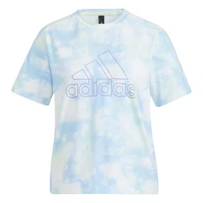 Adidas Originals (wmns) Adidas Met Aop T-shirt 'white Blue' In Multi