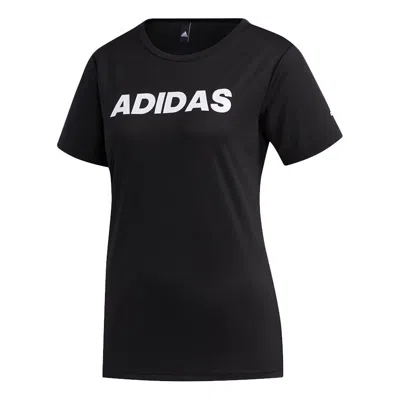 Adidas Originals (wmns) Adidas Mh Cap Lin T Contrasting Colors Alphabet Printing Sports Short Sleeve Black