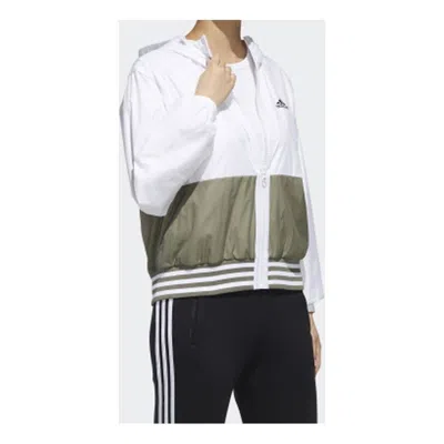 Adidas Originals (wmns) Adidas Mh Fem Wb Hooded Splicing Woven Windproof Jacket White