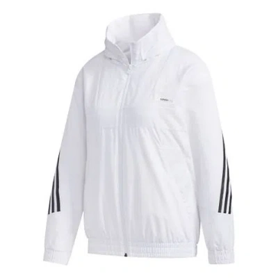 Adidas Originals (wmns) Adidas Neo Alphabet Printing Colorblock Sports Hooded Jacket White