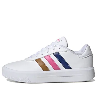 Adidas Originals (wmns) Adidas Neo Court Platform Shoes 'white Blue Pink'