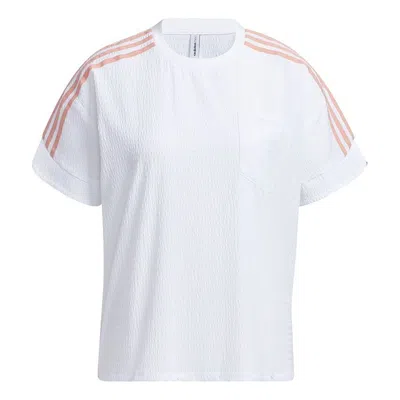 Adidas Originals (wmns) Adidas Neo Cs Jun Woven Tee Casual Sports Breathable Side Stripe Short Sleeve White