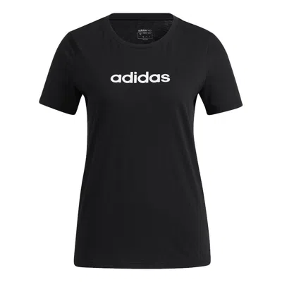 Adidas Originals (wmns) Adidas Neo Esntl Tee1 Logo Printing Sports Round Neck Short Sleeve Black