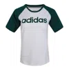 Adidas Originals (wmns) Adidas Neo Essentials T-shirt 'white Green' In Gray