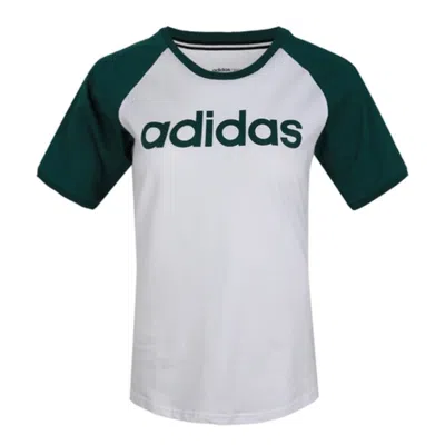 Adidas Originals (wmns) Adidas Neo Essentials T-shirt 'white Green' In Gray