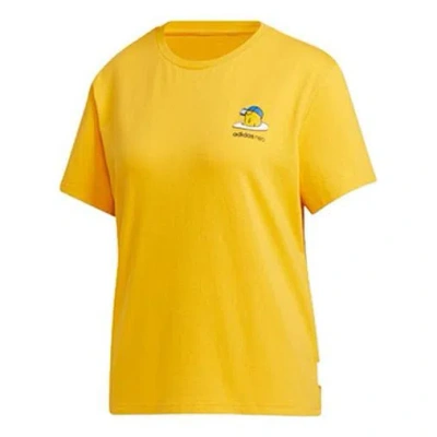 Adidas Originals (wmns) Adidas Neo Gdtm Bf Tee Yellow Crossover Sports Short Sleeve Yellow