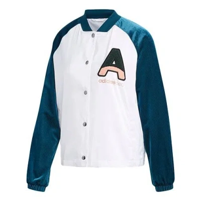 Adidas Originals (wmns) Adidas Neo Letter Printing Jacket White In Blue