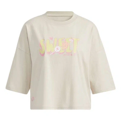 Adidas Originals (wmns) Adidas Neo May Love Tee Alphabet Printing Sports Round Neck Short Sleeve Bauxite Brown In Neutral