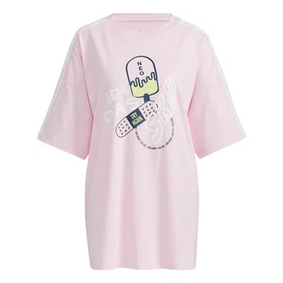 Adidas Originals (wmns) Adidas Neo May Tee 3 Cartoon Printing Loose Sports Short Sleeve Pink