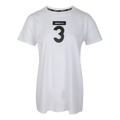 Adidas Originals (wmns) Adidas Neo Numeric Logo Printing Sports Short Sleeve White