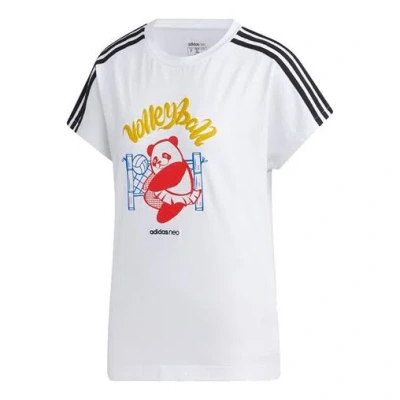 Adidas Originals (wmns) Adidas Neo Panda Tee Printing Loose Short Sleeve White