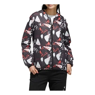 Adidas Originals (wmns) Adidas Neo Printing Hooded Jacket Black In Multi
