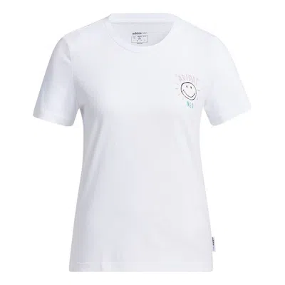 Adidas Originals (wmns) Adidas Neo Smile T-shirt 'white' In Multi