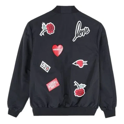 Adidas Originals (wmns) Adidas Neo Stand-up Collar Sports Back Printing Jacket 'black'
