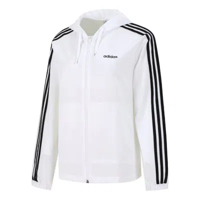 Adidas Originals (wmns) Adidas Neo Training Sports Stripe Loose Hooded Jacket White