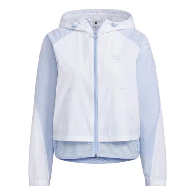 Adidas Originals (wmns) Adidas Neo Vbe Windbreaker Jackets 'white Purple' In Blue