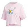 Adidas Originals (wmns) Adidas Neo X Disney Crossover Donald Duck Pattern Sports Short Sleeve Pink Red In Pink