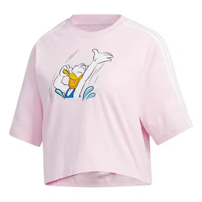 Adidas Originals (wmns) Adidas Neo X Disney Crossover Donald Duck Pattern Sports Short Sleeve Pink Red