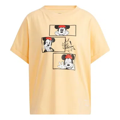 Adidas Originals (wmns) Adidas Neo X Disney Crossover Mf Tee 1 Cartoon Printing Loose Sports Short Sleeve In Yellow