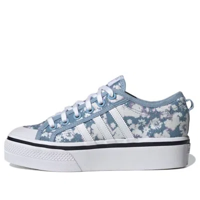 Adidas Originals (wmns) Adidas Nizza Platform Low 'bleached-out Floral' In Blue