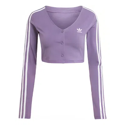 Adidas Originals (wmns)  Adicolor Classics 3-stripes Button Long Sleeve Tee 'purple'