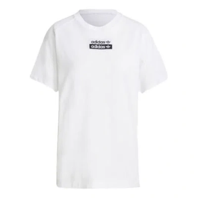 Adidas Originals (wmns)  Casual Sports Round Neck Short Sleeve White T-shirt In Gray