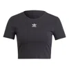 Adidas Originals Black Essentials Cropped T-shirt In Black