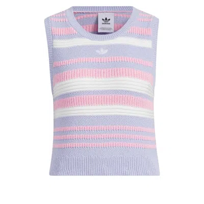 Adidas Originals (wmns)  Summer Knit Striped Tank Top Asia Sizing 'purple White Pink' In Multi