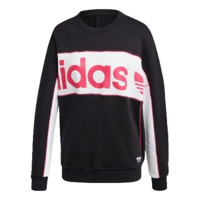 Adidas Originals (wmns)  Sweatshirt Large Logo Round Neck Colorblock Sports Hoodie Black