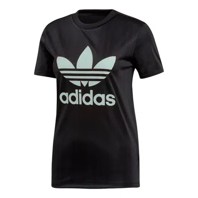 Adidas Originals (wmns)  Trefoil Tee Casual Sports Round Neck Alphabet Printing Short Sleeve Black