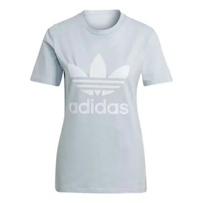 Adidas Originals (wmns)  Trefoil Tee Logo Printing Sports Short Sleeve Gray Blue T-shirt