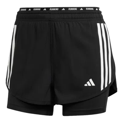 Adidas Originals (wmns) Adidas Own The Run 3-stripes 2-in-1 Shorts Asia Sizing 'black'