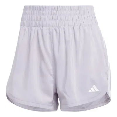 Adidas Originals (wmns) Adidas Pacer Training 3-stripes Woven High-rise Shorts 'grey White' In Gray