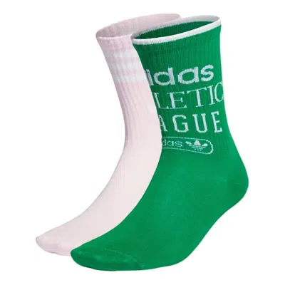 Adidas Originals (wmns) Adidas Retro Luxury Socks 2 Pairs 'green Pink'