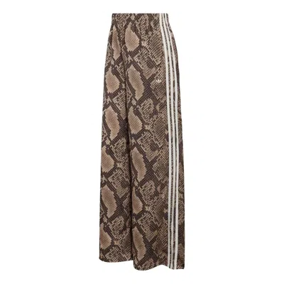 Adidas Originals (wmns) Adidas Satin Snake Print Wide Leg Track Pant Asia Sizing 'linen Magic Beige' In Multi