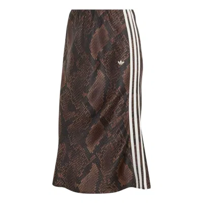 Adidas Originals (wmns) Adidas Snake Print Satin Skirt Asia Sizing 'earth Strata Aurora Coffee' In Animal Print