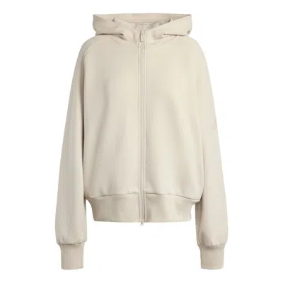 Adidas Originals (wmns) Adidas Soft Lux Full Zip Hoodie 'crystal Linen' In White