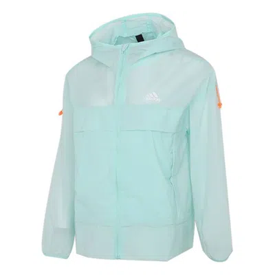 Adidas Originals (wmns) Adidas Solid Color Sports Stylish Hooded Jacket Sky Blue