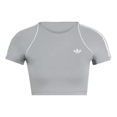 Adidas Originals (wmns) Adidas Sport Superstar Bra T-shirt Asia Sizing 'grey Three' In Gray